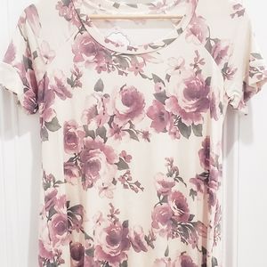 Ivory & Purple Floral Top